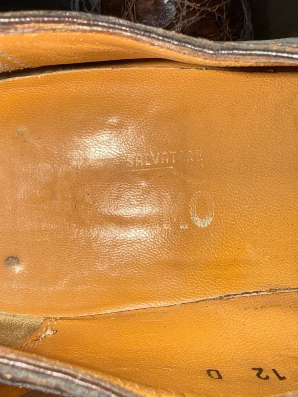 Salvatore Ferragamo Brown Croc-Embossed Leather Oxfords